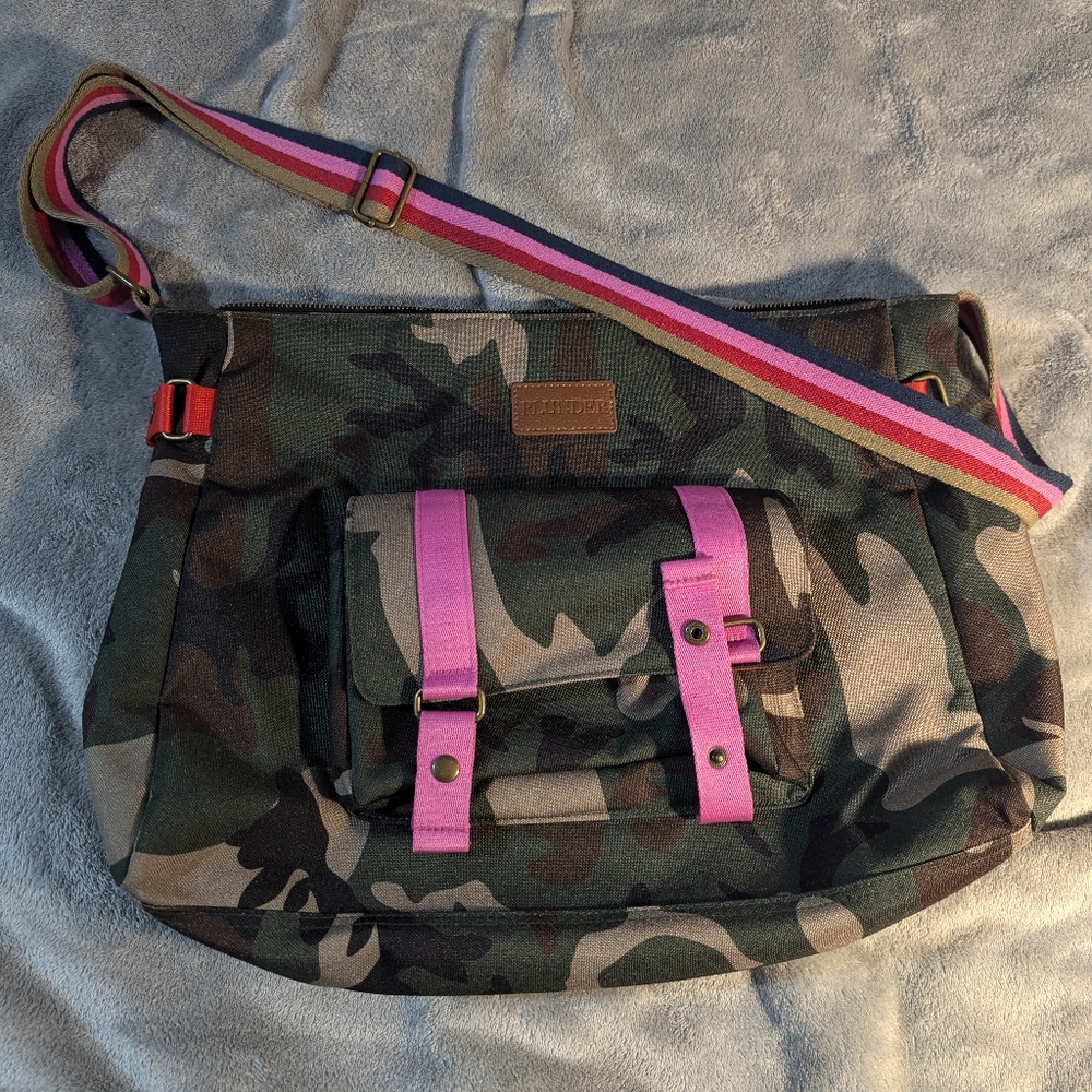 Camo Messenger Bag with Colorful Details